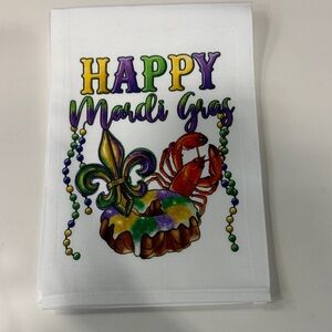 Mardi Gras Kitchen Towel - White with Multicolor Design